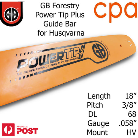 18" GB Chainsaw Bar Power Tip+ BAR ONLY suit-  3/8" DL68 .058" for Husqvarna