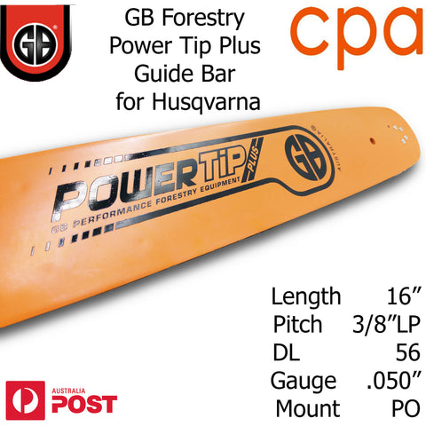 16" GB Chainsaw Bar Power Tip+ BAR ONLY suit-  3/8"LP DL56 .050" for Husqvarna