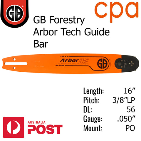 16" GB ARBOR TECH GUIDE BAR - 3/8"LP (.050") - PO16-50WR